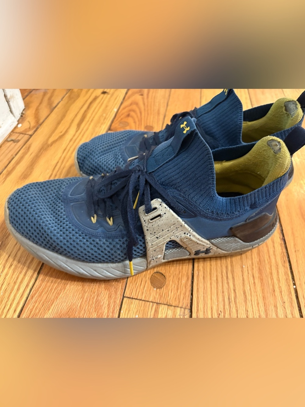 Under Armour Mens Project 4 Rock Navy and Gold Athletic Sneakers size 14